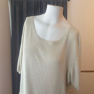 Drapers & Damon’s Cream Metallic short sleeves sweater, size 2X